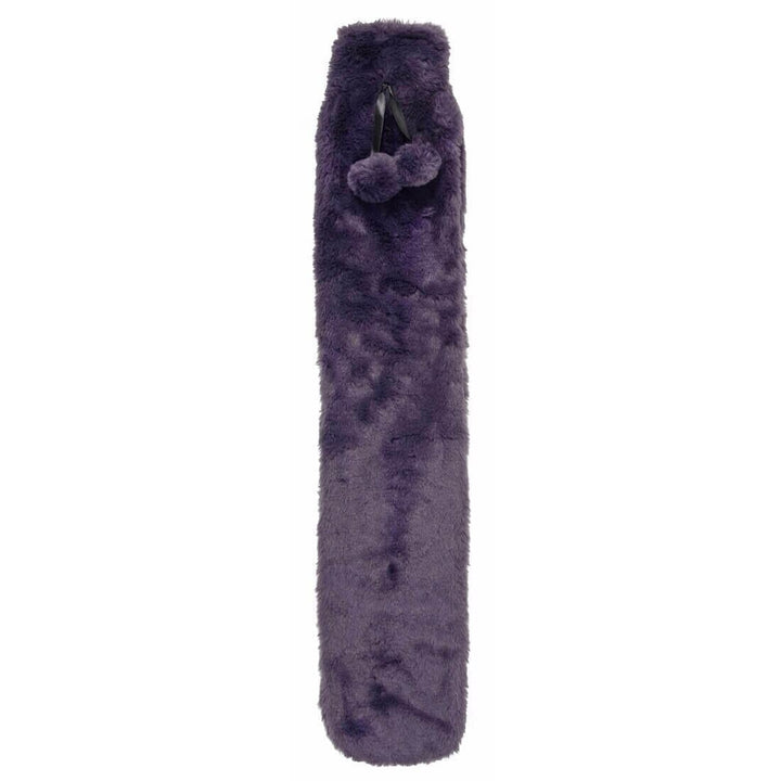 Hodge &amp; Hodge 72cm Long Hot Water Bottle Faux Fur Cover 2L Purple Velvet