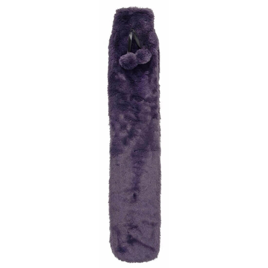 Hodge & Hodge 72cm Long Hot Water Bottle Faux Fur Cover 2L Purple Velvet