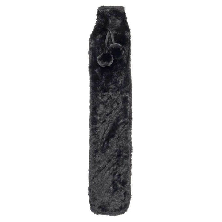 Hodge &amp; Hodge 72cm Long Hot Water Bottle Faux Fur Cover 2L Black