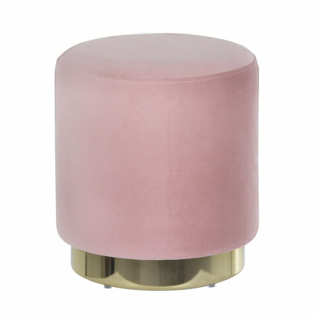 Hodge & Hodge Sophia Stylish Velvet Stool With Gold Base Dusky Pink
