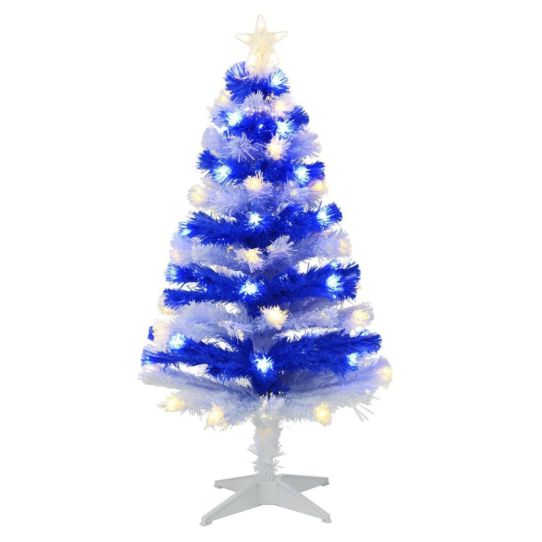 Novelty 4ft Stripe Christmas Tree With LED Lights Red/Blue Blue/White