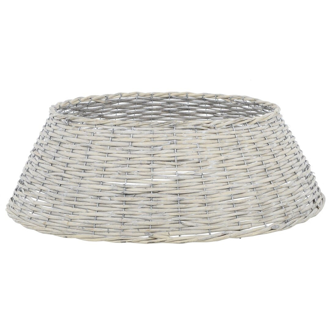 67cm Traditional Woven Willow Christmas Tree Skirt Base Grey Wash
