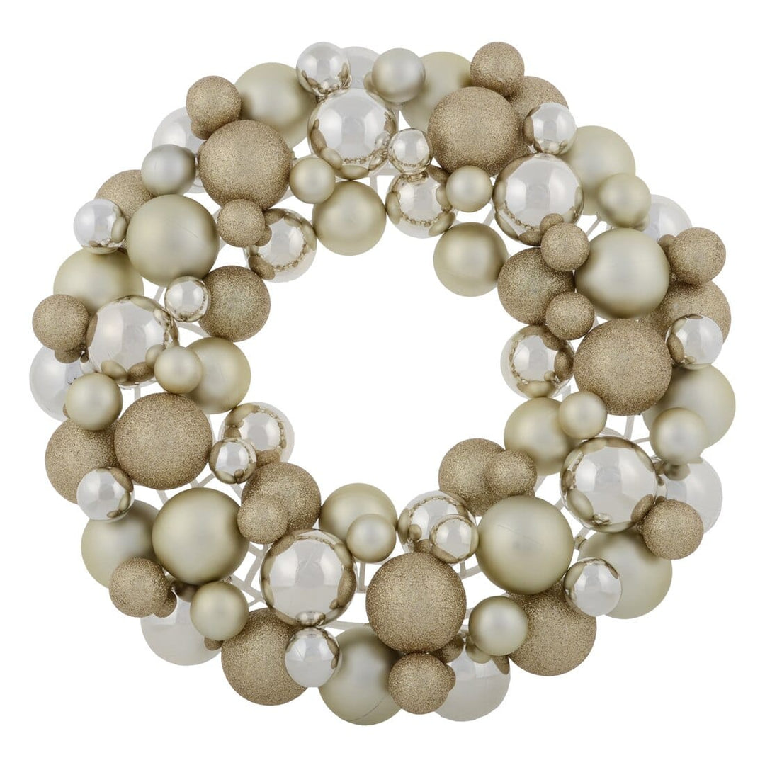 Round Christmas Bauble Wreath Hanging Decoration 45cm Gold