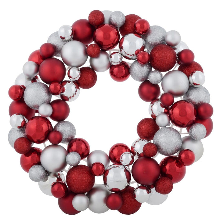 Round Christmas Bauble Wreath Hanging Decoration 45cm Red