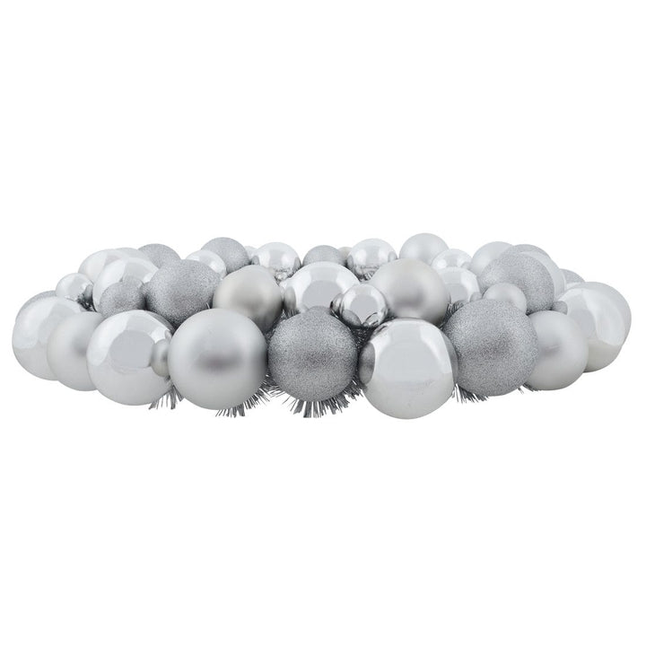 Large 64cm Mixed Silver Bauble Wreath Christmas Decoration
