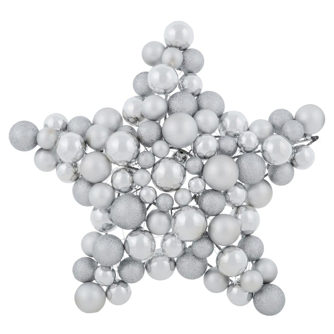 Mixed Bauble Star Shaped Hanging Christmas Decoration 33cm Silver