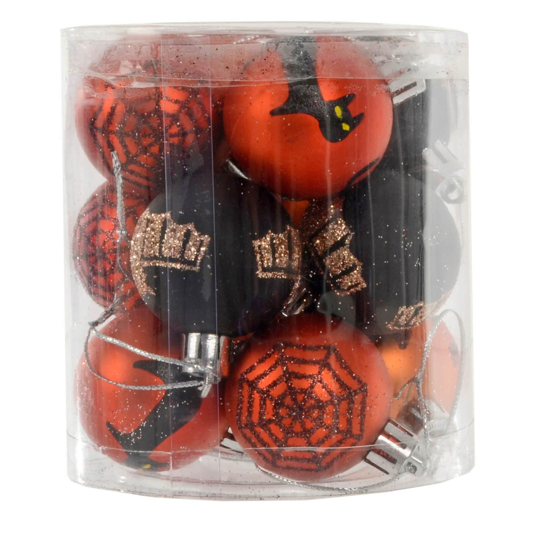 12pk Mini Halloween Decorative Baubles 4cm