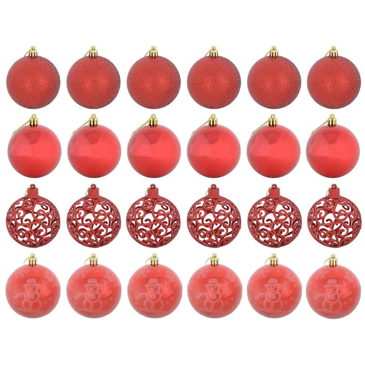 24pk Mixed Metallic Christmas Tree Baubles Bumper Set 8cm