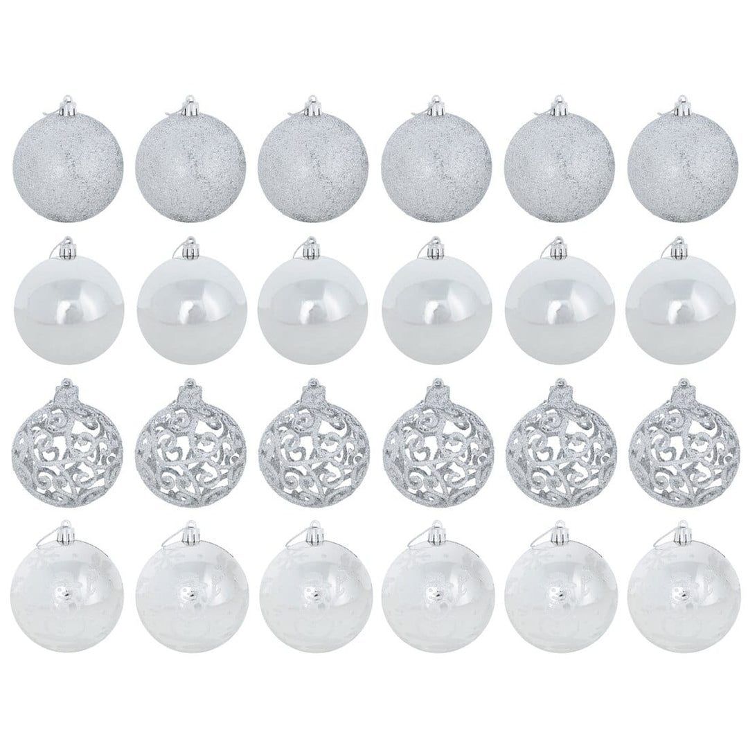 24pk Mixed Metallic Christmas Tree Baubles Bumper Set 8cm