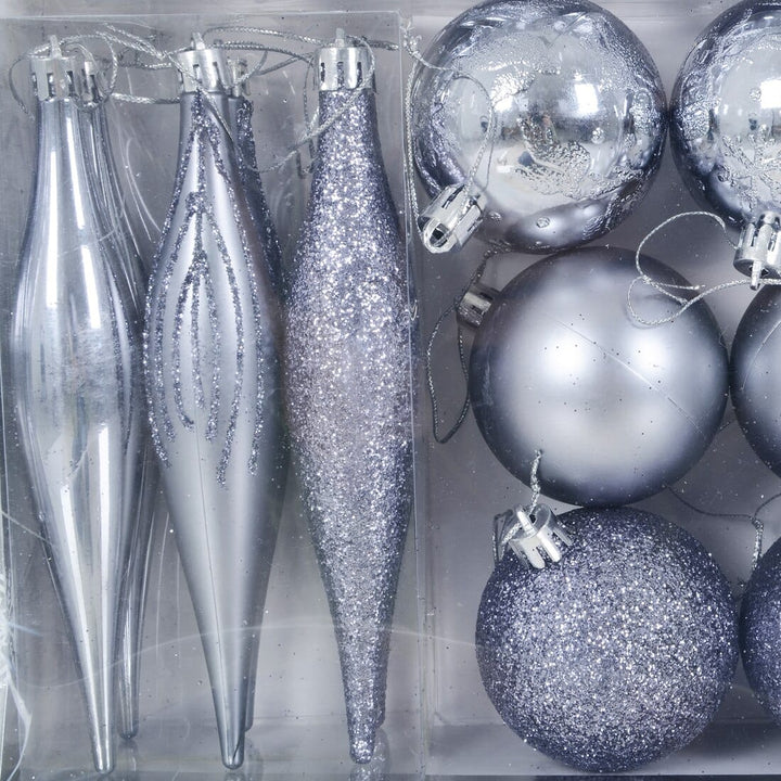 45pc Metallic Christmas Tree Decoration Set Mixed Baubles