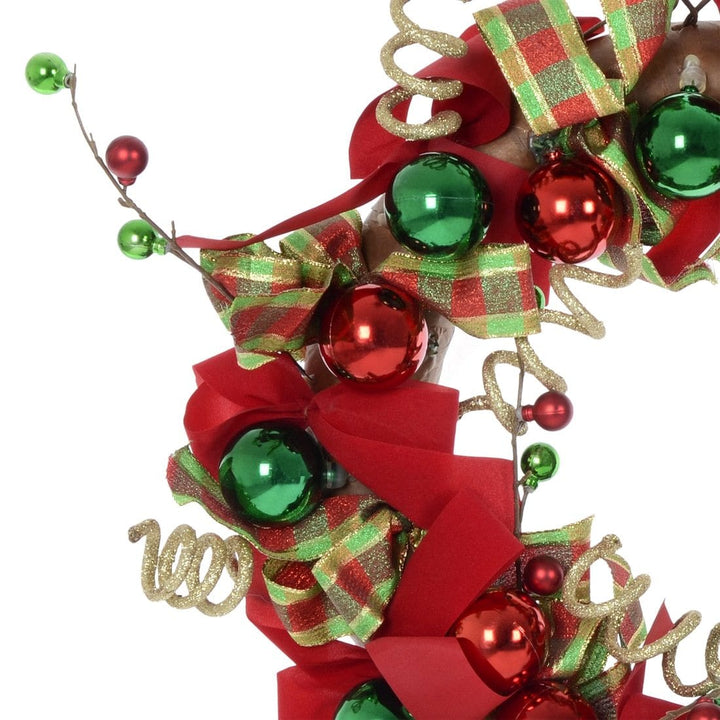 24" Festive Cheer Christmas Wreath Hanging Door Decoration