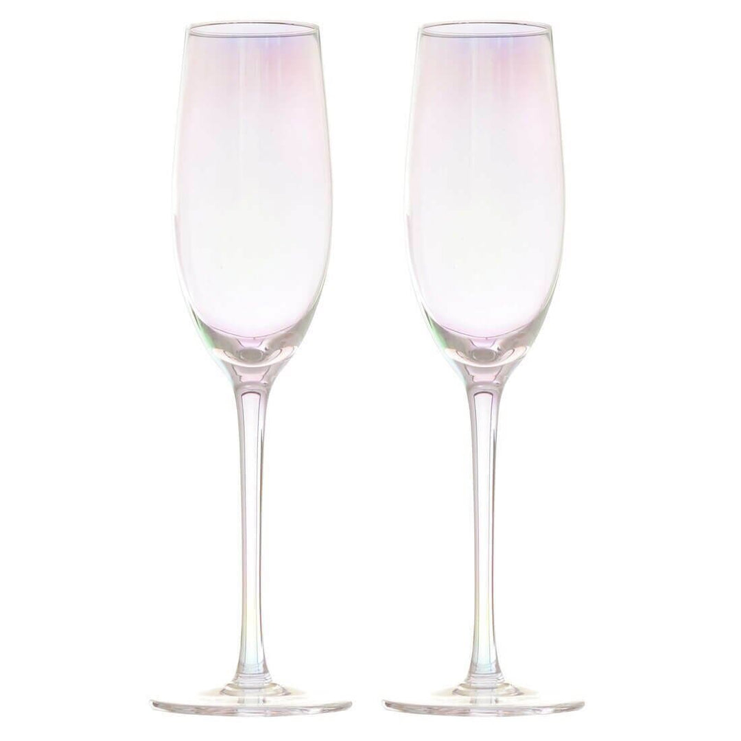 2pk Shimmer Iridescent Prosecco Glasses Grey/Pink/Blue Pink