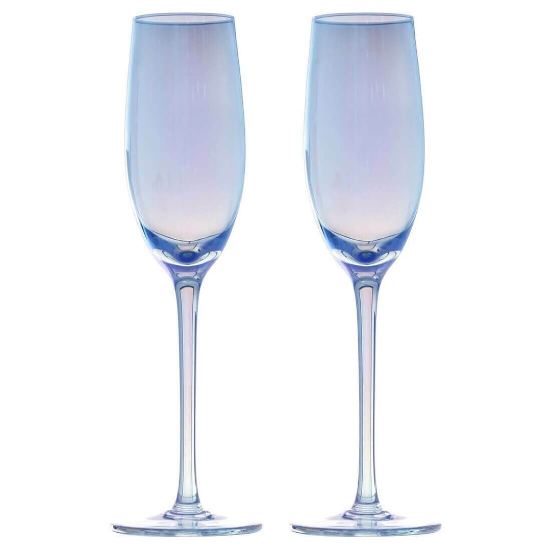 2pk Shimmer Iridescent Prosecco Glasses Grey/Pink/Blue Blue