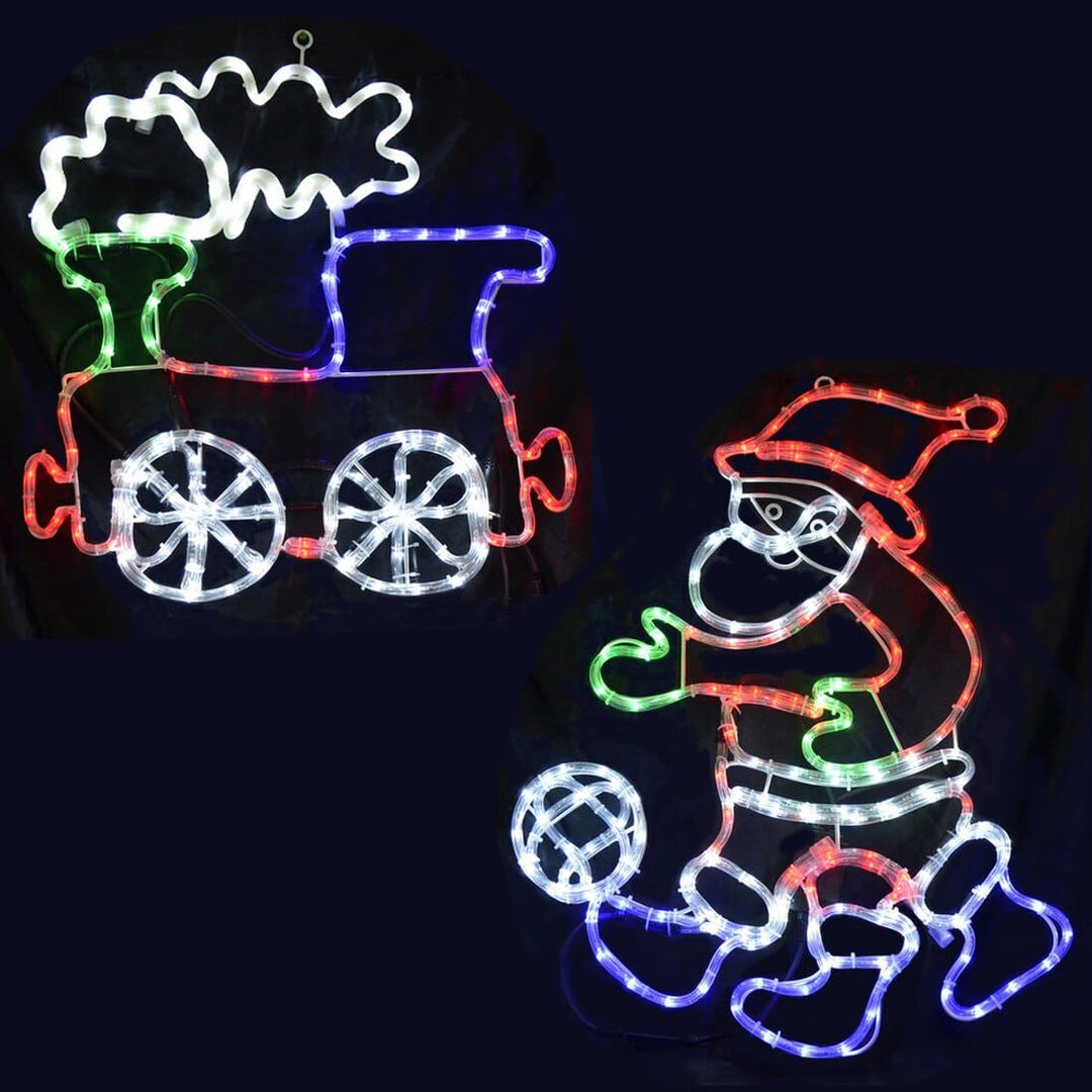 Colourful Flashing Rope Lights Christmas Santa/Train