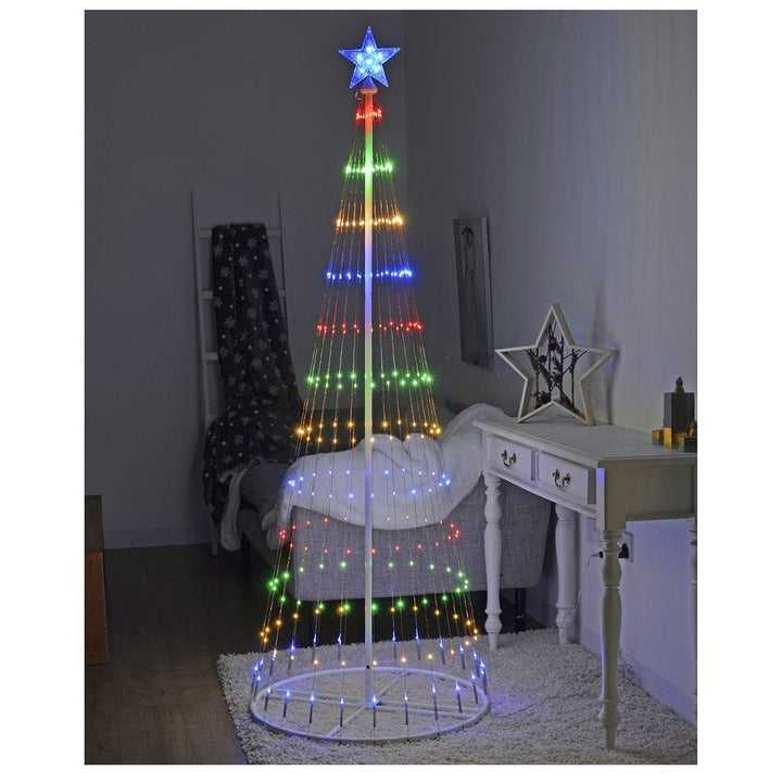 6ft LED Multicolour Light String Tree With Star Topper