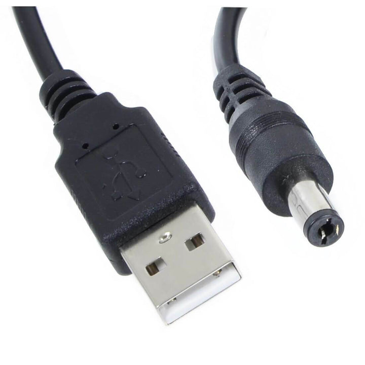 3m Extra Long USB to 5mm DC Jack Power Cable Black
