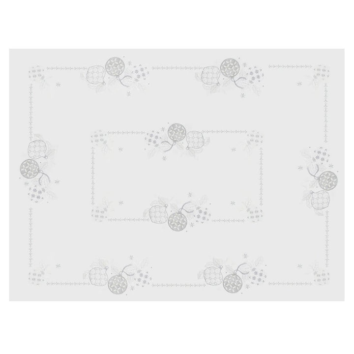 Christmas Baubles Tablecloths Napkins Fabric White Red