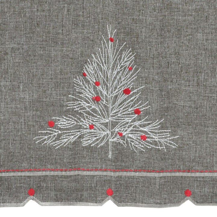 Christmas Tree Embroidered Tablecloths Napkins Fabric Dark Grey