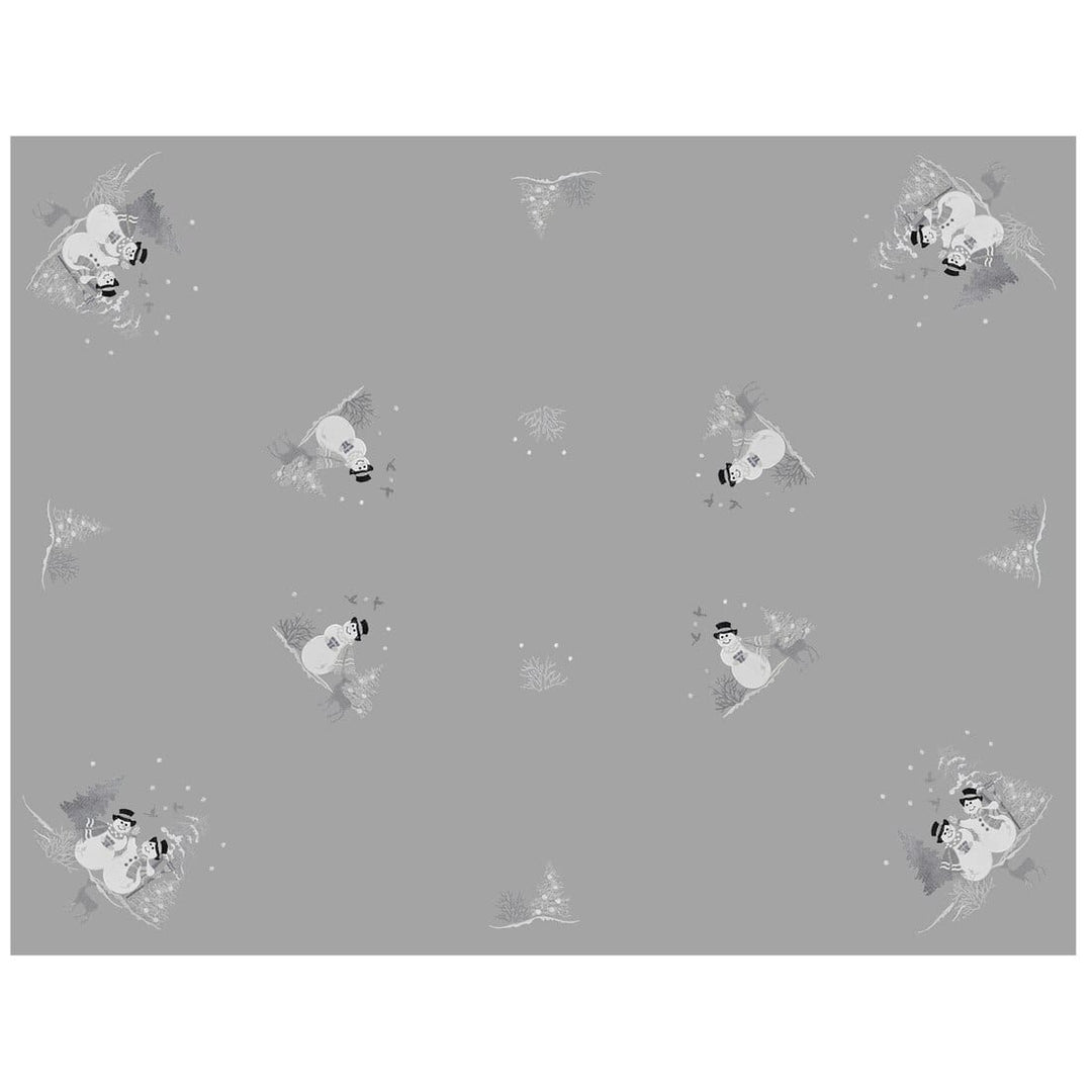 Christmas Snowman Tablecloths Napkins Grey Fabric Embroidery