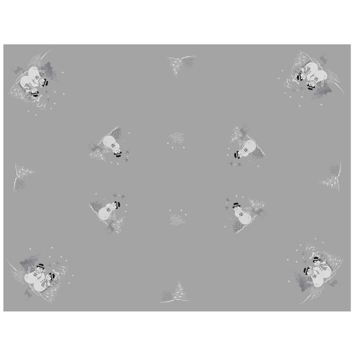 Christmas Snowman Tablecloths Napkins Grey Fabric Embroidery