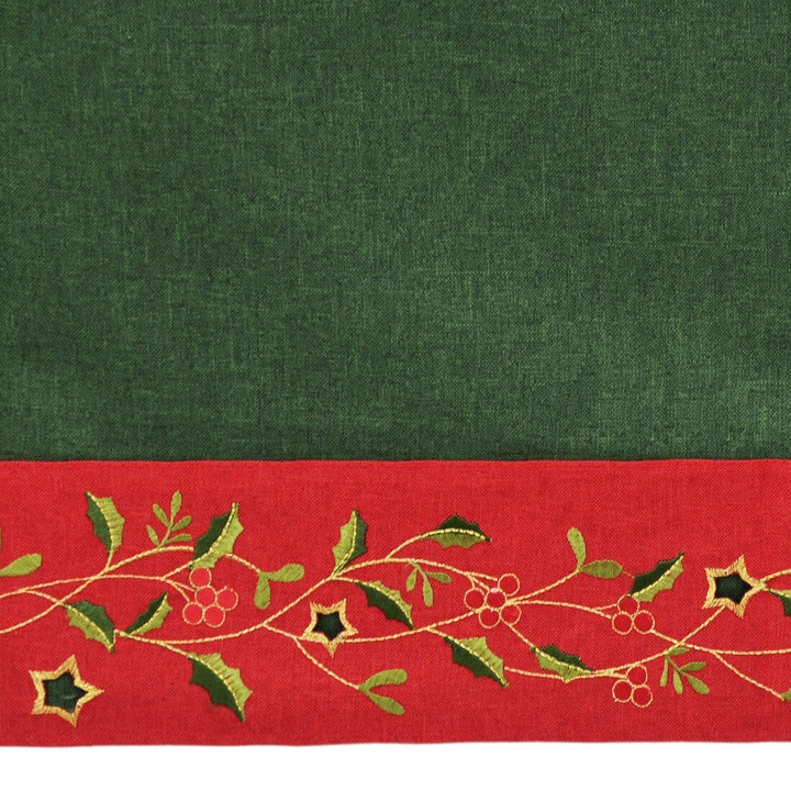 Christmas Holly Tablecloths Napkins Green Red Fabric Cover