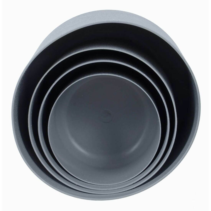 Set of 4 Plant Pots Sandstone Effect Grey Plastic 14-22cm