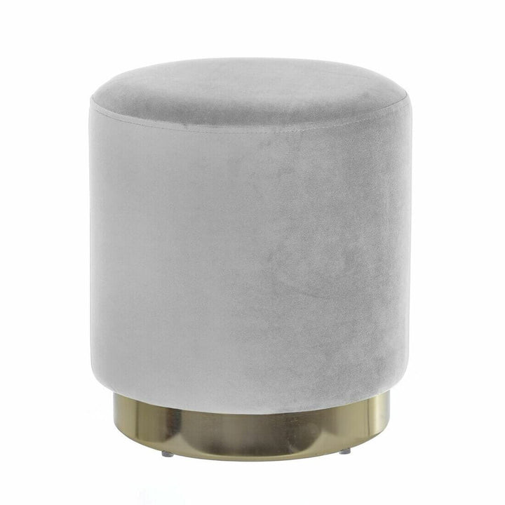 Hodge & Hodge Sophia Stylish Velvet Stool With Gold Base Silver