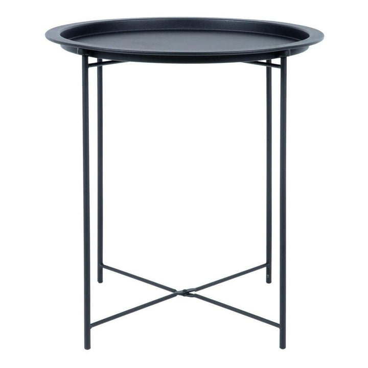 Hodge and Hodge Round Side Table Folding Metal Tray Top Dark Blue