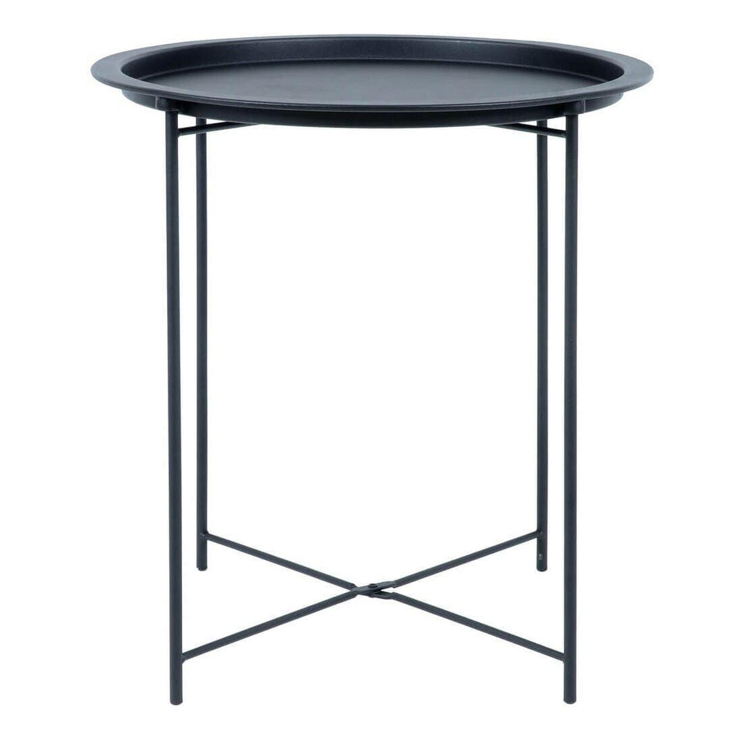 Hodge and Hodge Round Side Table Folding Metal Tray Top Black