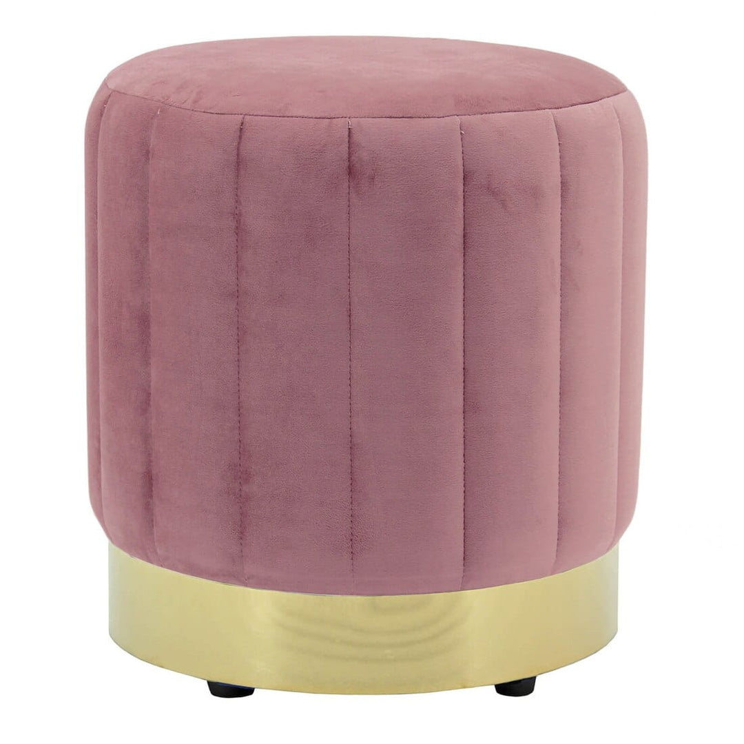 Hodge and Hodge Luna Plush Velvet Stool Ottoman Gold Base Dusky Pink