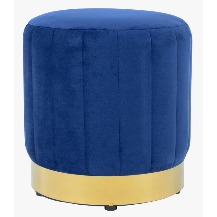 Hodge and Hodge Luna Plush Velvet Stool Ottoman Gold Base Classic Blue