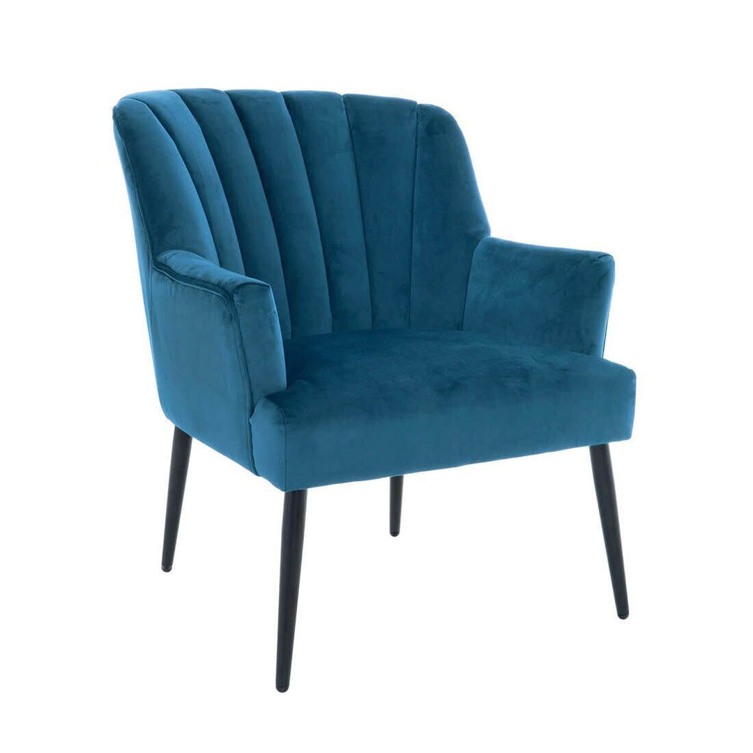 Hodge & Hodge Oyster Shape Armchair With Velvet Style Cover Classic Blue