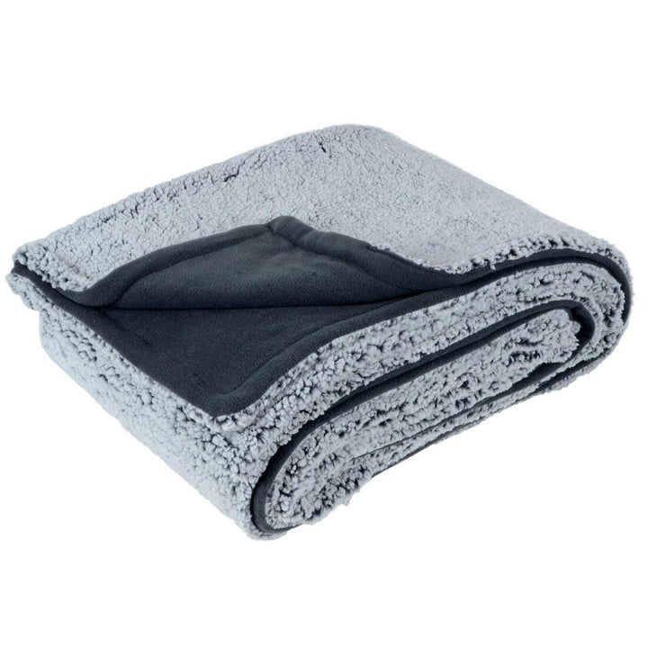 Hodge &amp; Hodge Sherpa Fleece Blanket Throw Grey Reversible