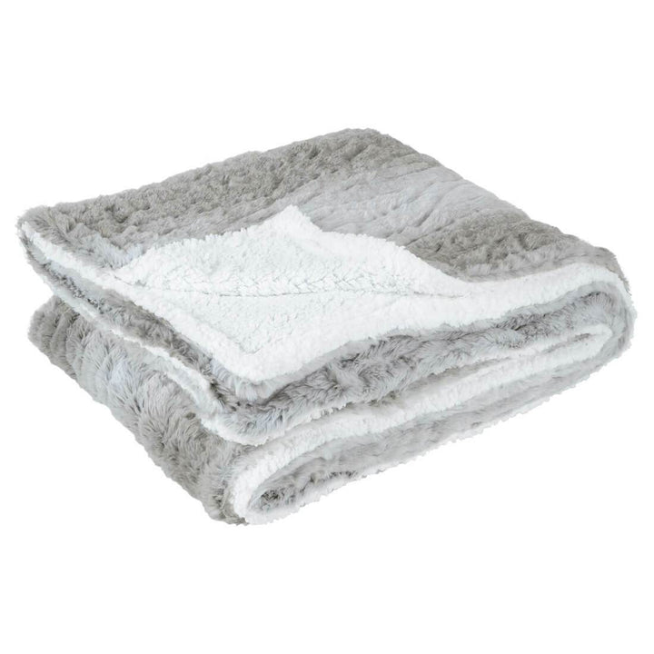 Hodge &amp; Hodge Grey Faux Fur Blanket Throw Sherpa Fleece