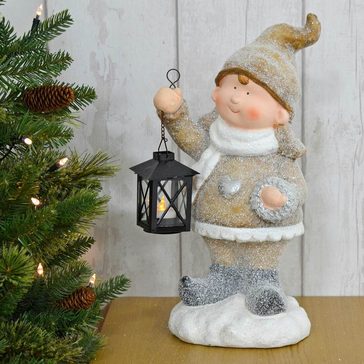 Girl Boy With Tealight Lantern Christmas Ornament 41cm Girl