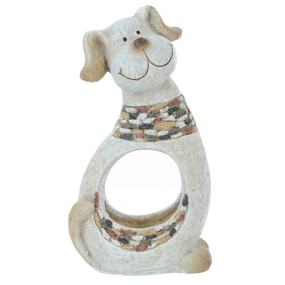 Garden Planter Animal Shape Grey Beige Mosaic Dog Cat 40cm Dog