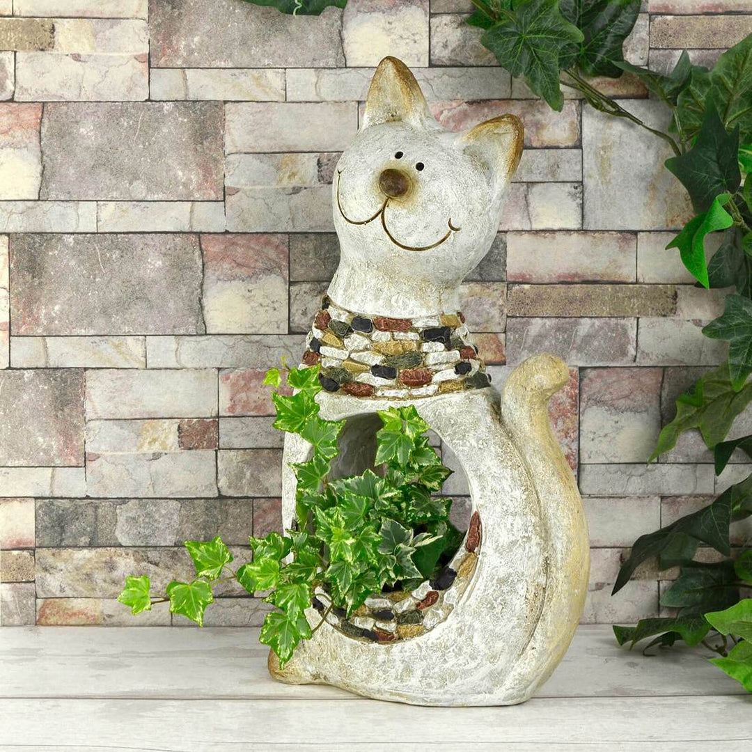 Garden Planter Animal Shape Grey Beige Mosaic Dog Cat 40cm