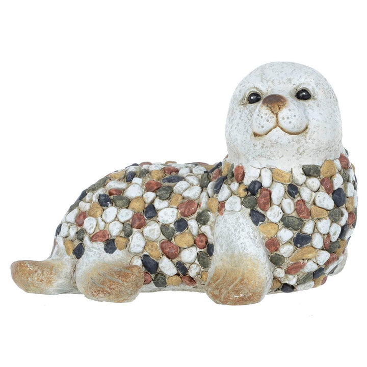 Garden Ornament Sea Animal Grey Beige Mosaic Seal Turtle 32cm Seal