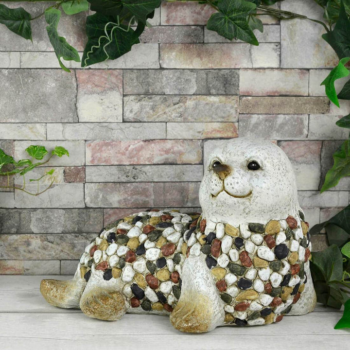 Garden Ornament Sea Animal Grey Beige Mosaic Seal Turtle 32cm
