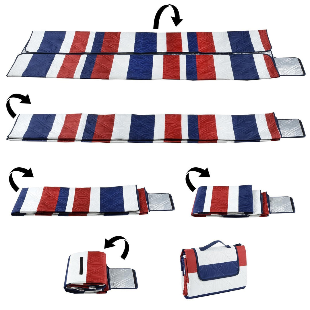 Picnic Blanket Rug Waterproof Backing Carry Handle 3 Sizes