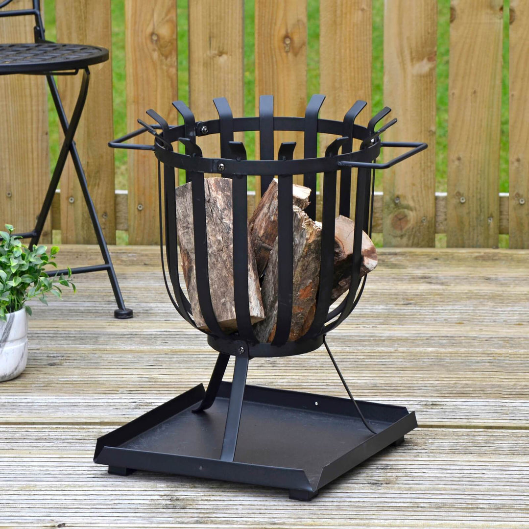 Azuma Tana Log Burner Patio Fire Pit Black Steel Brazier