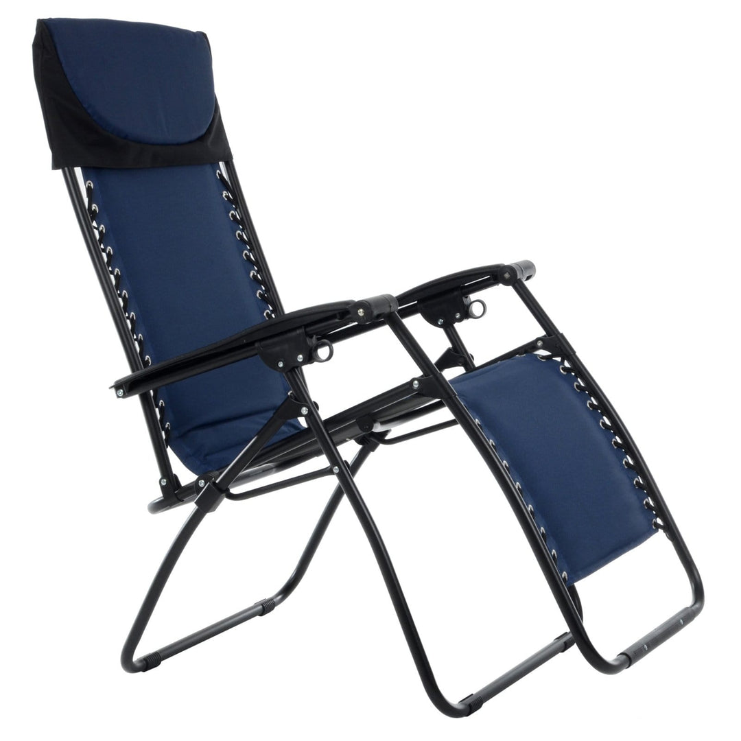 Padded Garden Recliner Relaxer 2 Tone Blue Zero Gravity Chair Garden Seat