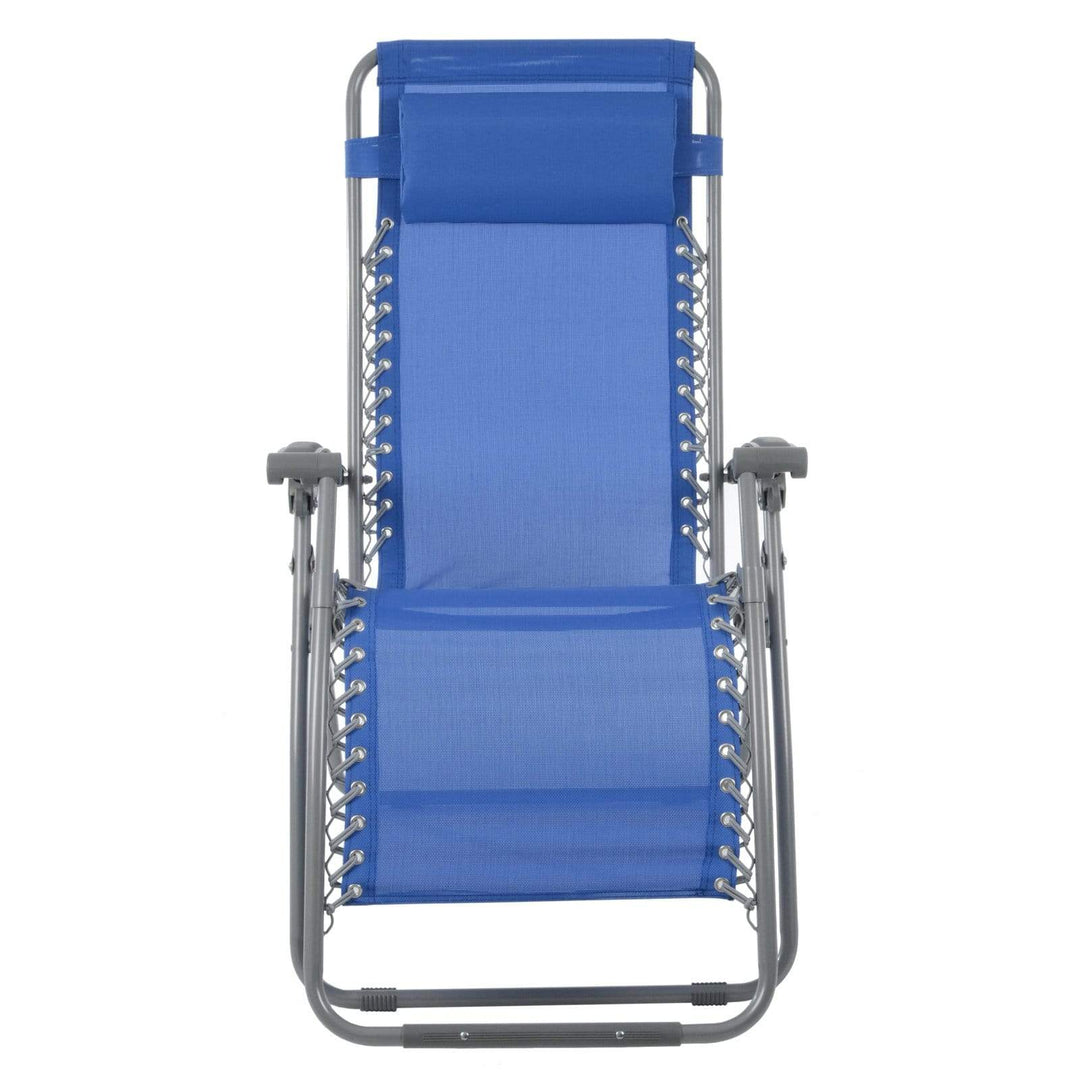 Garden Recliner Chair French Blue Zero Gravity Relaxer Textilene