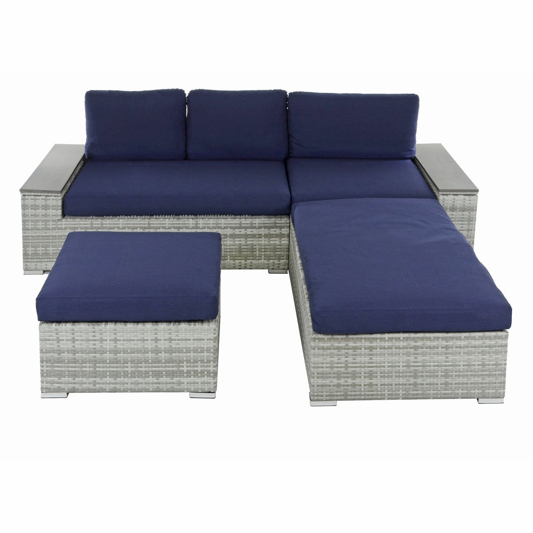 Azuma Grey Rattan Garden Sofa Set Recliner Lounger Tivoli