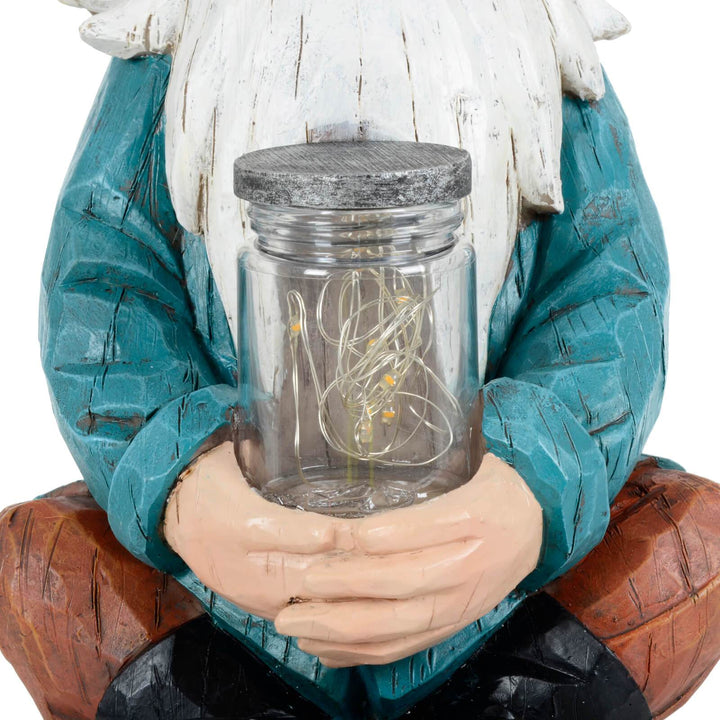 Garden Gnome Solar Decoration Outdoor 8 Yellow LED Lights 30cm