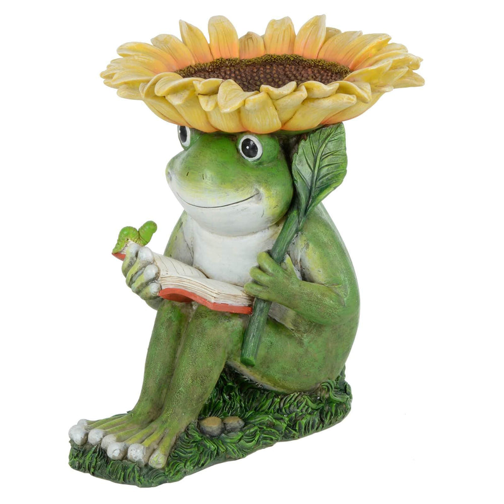 Frog Bird Feeder Novelty Garden Ornament Sunflower Bowl