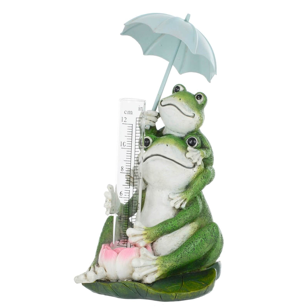 Novelty Frogs Rain Gauge Garden Ornament Resin Weather Fun Umbrella