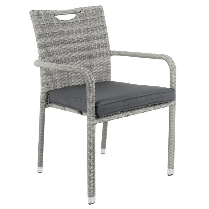 Cone Bistro Set Grey Rattan Garden Table Chairs