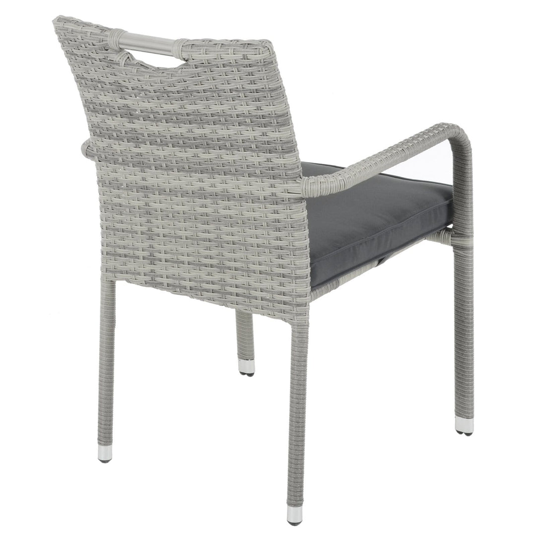 Cone Bistro Set Grey Rattan Garden Table Chairs