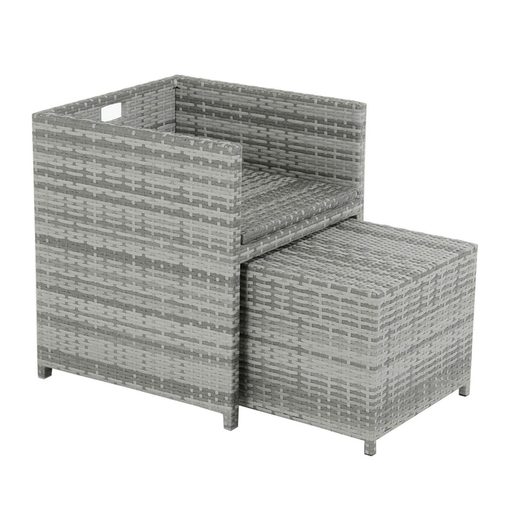 Azuma Grey Rattan Garden Cube Set Table Chairs Stools Monza